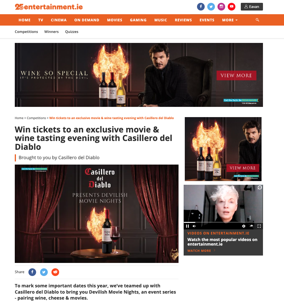 entertainment.ie screenshot