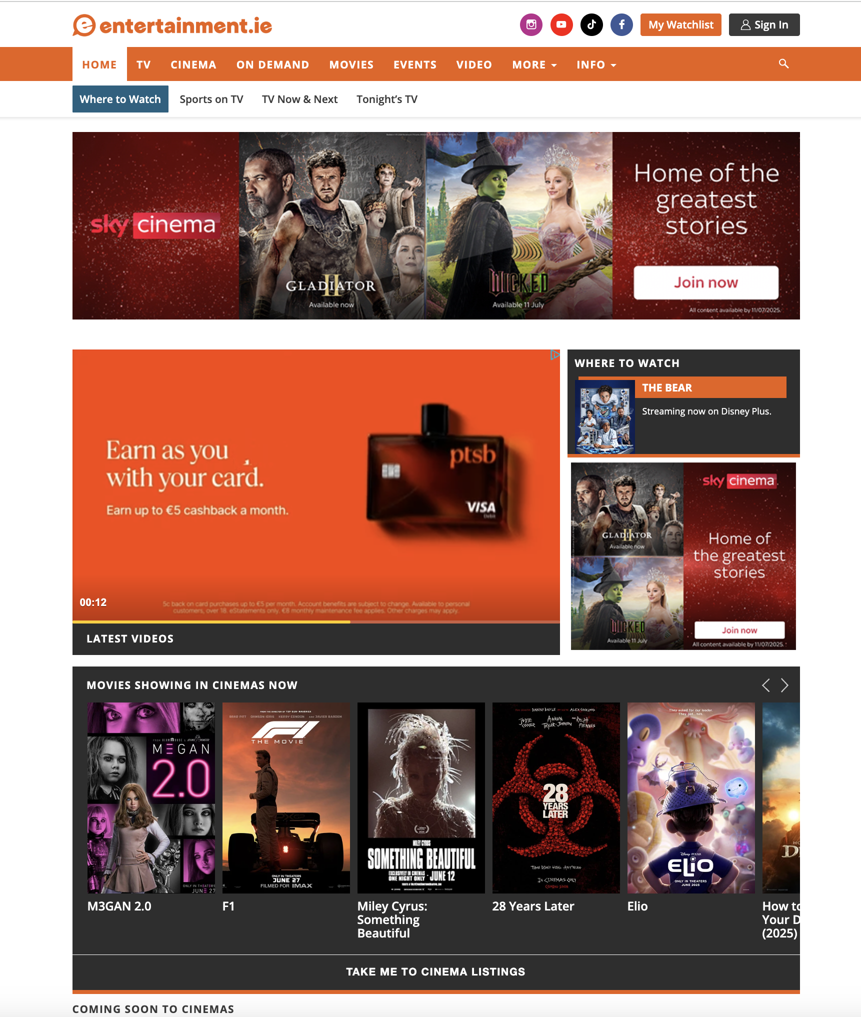 entertainment.ie screenshot